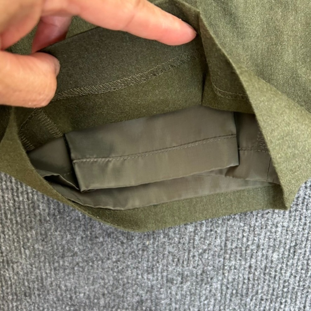 TALBOT'S Womens Italian Wool Lined Dress Pants Olive Green Stretch Size 14P - Picture 3 of 11